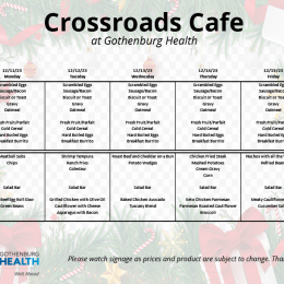 Cafe menu for December 11-15