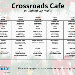 Cafe menu for December 4-8