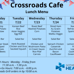Lunch menu for July 21- 25