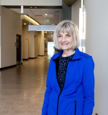 Mary Lou Block standing in Gothenburg Health