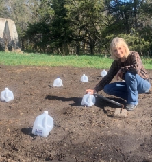 Mary Lou Block in her garden