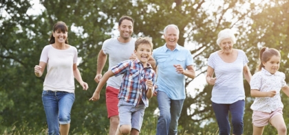 Family Running Outside