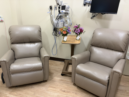 Fresh flowers in chemotherapy room